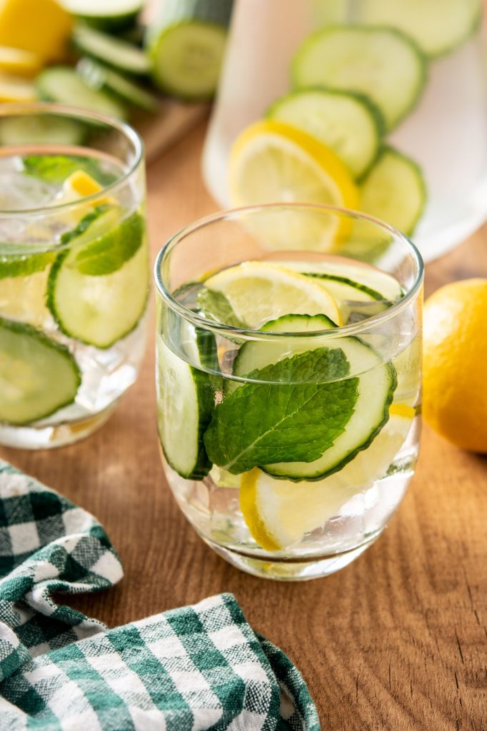 Sassy water or water with cucumber,lemon and ginger