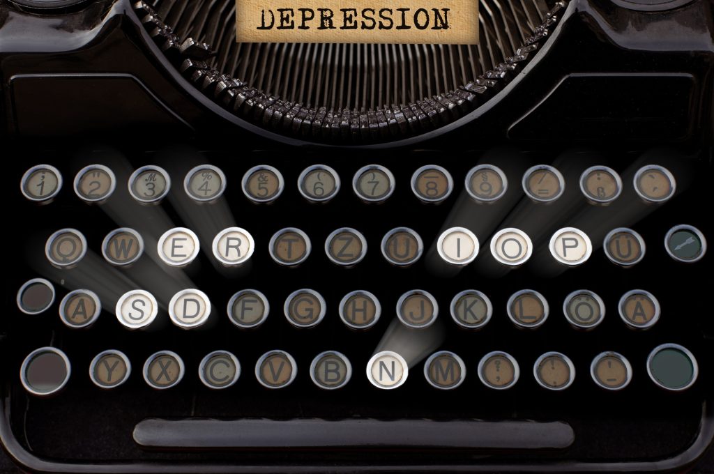Les tests de la dépression : à quoi servent-ils et comment les utiliser ? Inscription depression, article on depression. Vintage Typewriter
