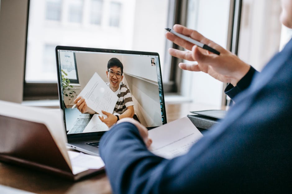 Person stressed during a video conference call