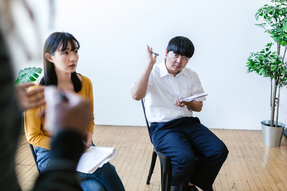 People in a workshop practicing active listening