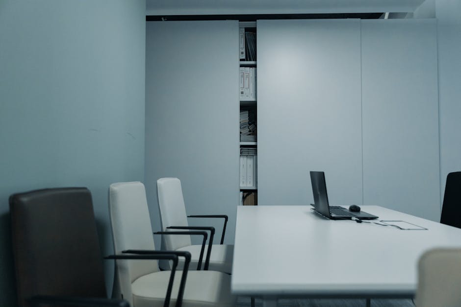 Empty office chair and abandoned workspace